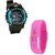 Shanti Enterprises Combo Pink Digital LED Watch and Sports Watch Multi Color Dial For Kids