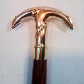 Premium walking stick  eagle shaped  long brass collar made from indian solid rose wood(shisham wood) Brown