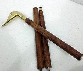 piru walking stick eagle shaped long brass collar made from indian solid rose wood(shisham wood) Brown