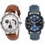 Varni Retail Sporty Blue Lorem With Cronograph Dial Brown Leather Boys Combo Watch For Men
