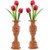 Wooden Elephant Carving Flower Vase/Pot Set Of 2