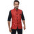 OORA HARTMANN Men's Red Color Woven Cotton Blend Nehru and Modi Jacket Ethnic Style For Party Wear