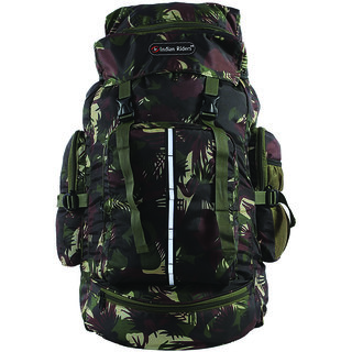 Buy Indian Riders Lightweight Travel Hiking Rucksack Bag Olive Green in forest print 50 L Online 1099 from ShopClues