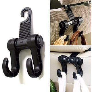 Right Traders Multipurpose Car Hanger Bags Organizer Car Double Hook Headrest Luggage Holder (Black)