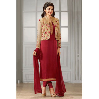 Buy Salwar Soul Designer Red Suit With Jacket for women girls