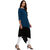 Janasya Women's Turquoise Solid Crepe A-Line Kurti
