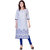 Om Boutique  Blue Printed Summer Cotton Crepe Kurti for Women's and Girls