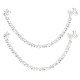 Sparkling Silver Plated Alloy Chain Anklet with White Cz Stone
