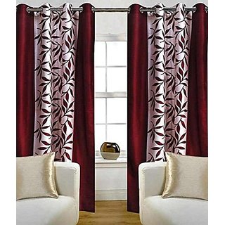 BSN kolaveri maroon  Printed door Curtain Set Of 2 (4x9)