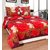 Attractivehomes Beautiful 3D Printed Glace cotton Double Bedsheet With 2 Pillow Covers (Red)