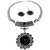 Jewelmaze Floral Designed Black Crystal Stone Silver Plated Necklace Set - 
