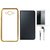 Chrome Tpu Back Cover with Golden Border for Lenovo K6 Note with Free Leather Finish Flip Cover, Tempered Glass and Earphones