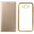 Redmi 2 Prime Silicon Back Cover with Golden Electroplated Edges with Free Leather Finish Flip Cover, Tempered Glass