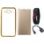 Redmi 2 Prime Golden Edge Silicon Back Cover with Free Leather Finish Flip Cover, Digital Watch and OTG Cable