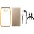 Redmi Note 4 Golden Edge Silicon Back Cover with Free Leather Finish Flip Cover, Earphones and USB Cable