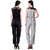 Westrobe Women Black Plain And White Polka Dot Printed Jumpsuits Combo