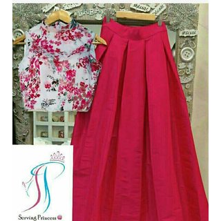 crop skirt plaited floral