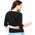 LONG SLEEVE SOLID FITTED BLACK HENLEY NECK T-SHIRT FOR WOMEN