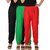Culture the Dignity Women's Rayon Solid Casual Pants Office Trousers With Side Pockets Combo of 3 - Black - Green - Red - C_RPT_BGR - Pack of 3 - Free Size