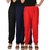 Culture the Dignity Women's Rayon Solid Casual Pants Office Trousers With Side Pockets Combo of 3 - Black - Navy Blue - Red - C_RPT_BB3R - Pack of 3 - Free Size