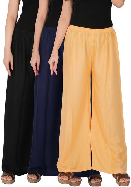 New Trending Printed Cotton Rayon Palazzo Pants for Women and Girls in  Beige and Grey Combo Pack.