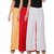 Culture the Dignity Women's Rayon Solid Palazzo Pants Palazzo Trousers Combo of 3 - Cream - Red - White - C_RPZ_CRW - Pack of 3 - Free Size