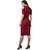 MKH Red Cotton Blend Solid Cold Shoulder Bodycon Knee Length Dress for Women