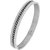 The Jewelbox Curb Rhodium 316L Surgical Stainless Steel Openable Bangle Cuff Kada Bracelet Men