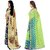 Meia Womens Green and Blue Colour Faux Georgette Casual wear sarees combo of 2