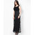 Rosella Black  White Dotted Draping Long Dress For Women