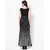 Rosella Black  White Dotted Draping Long Dress For Women