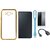 Chrome Tpu Back Cover with Golden Border for Oppo Neo 7 with Free Leather Finish Flip Cover, Tempered Glass, USB LED Light and OTG Cable