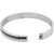 The Jewelbox Checks Design 316L Surgical Stainless Steel Black Silver Openable Cz Kada Bangle For Men