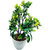 Artificial Plant With Pot - 5 Branched Bonsai Tree with Big Green leaves and Yellow Flowers by Random