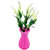 Artificial Plant with Green Leaves and Long White Flowers with Pink Vase by Random