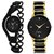 Varni Retail Black Chain Women With Gold Men Stylish Couple Combo Wrist Watch For Couple