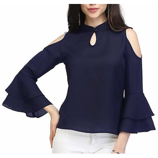 Buy Women Wed Party 3/4th Sleeve Solid Women's Blue Top Online @ ₹449 from  ShopClues