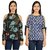 Timbre Women Stylish Blue N Black Cold Shoulder Tops Combo Pack Of 2