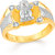 Vidhi Jewels Gold Plated Ashok Stambh Alloy  Brass Cz American Diamond Finger Ring for Men and Boys VFR528G