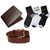 RK Combo Of 3 Pair Ankle Socks + Brown Leatherite Bi-fold Wallet + Brown Belt