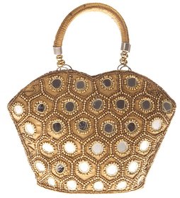 Golden Handbags For Women Online Upto 80 Off भ र Envie Faux Leather Embellished Gold Coloured Zipper Closure Tote Bag