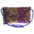 Envie Cloth/Textile/Fabric Embroidered Blue & Multi Magnetic Snap Crossbody Bag