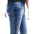 Realm Medium Blue Distressed With Contrast Patch Tapered Fit Jeans