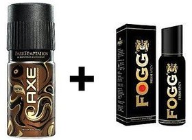 Fogg Black Collection And Axe Coklate Deo Deodorants Body Spray For Men - Pack Of 2 Pcs