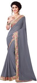 Meia Grey Georgette Embroidered Saree With Blouse