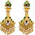 JewelMaze Green Meenakari Gold Plated Dangler Earrings-1311771