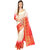 Ashika Shaded Off White And Tomato Red Bonga Silk  Ethnic Saree for Women with Blouse Piece