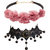 Evince MODE stylish black pink flower pendent choker necklace combo set for women and girls
