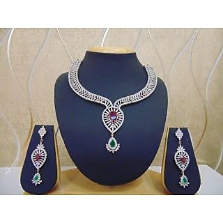 Indian Bridal / Party Wear American Diamond (CZ High Quality ) Necklace Set