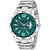 Svviss Bells Original Green Dial Silver Steel Chain Day and Date Multifunction Chronograph Wrist Watch for Men - SB-1024